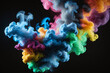 Colorful smoke with interesting dramatic backlighting on black background