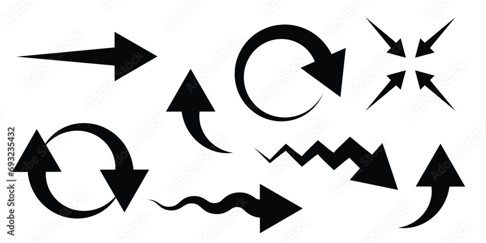 Black arrow vector icon pack, Collection arrows. Set simple arrows ...