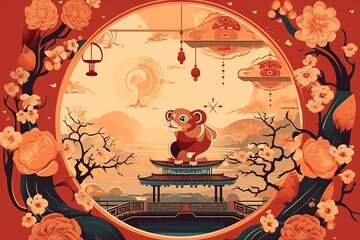 Wall Mural - flat chinese new year background