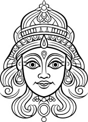 Canvas Print - Durga maa head drawing 