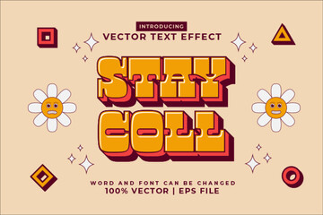 Canvas Print - Editable text effect Stay Cool 3d Cartoon Cute template style premium vector
