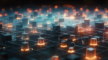 Wall Mural - a digital landscape of geometric shapes, representing the intricate pathways and connections within 