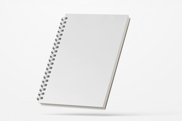 a5 wire bound spiral ring binder diary corporate notebook planner realistic mockup design template isolated in white background 3d rendering illustration