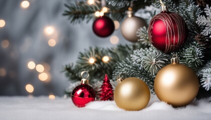 Poster - A beautifully decorated Christmas tree with gold and red ornaments