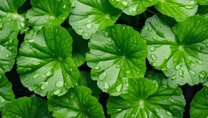 Poster - A bunch of green plants with water droplets on them