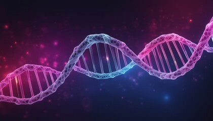 Canvas Print - A DNA strand is colored in pink, blue, and purple, resembling a Christmas tree