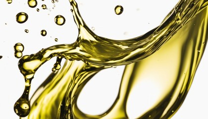 Wall Mural - A close up of a yellow liquid, possibly oil, with droplets of water