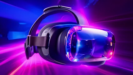Wall Mural - a virtual reality headset, with brightly colored patterns and images reflecting the complex processe