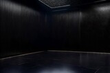 Fototapeta Do przedpokoju - Dark Empty Room With Metal Wall and Black Polished Marble Floor