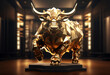Bull market golden bull financial management background, financial investment stock market surge concept illustration