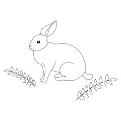 Wall Mural - Continuous One line Rabbits outline vector art illustration