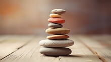 Stack Of Pebble Stones Symbol Of Harmony Balance And Mind In Yoga And Spa Zen Relaxation Massage.