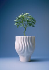 Canvas Print - A white vase with a plant in it. Generative AI.