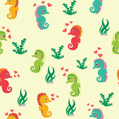 Wall Mural - seamless pattern of seahorses in vector for,background,wallpaper,wrapping,fabric,cover,etc.