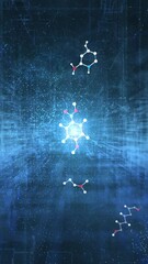 Poster - artistic loop chemical bonds loop motion on vertical blue background.