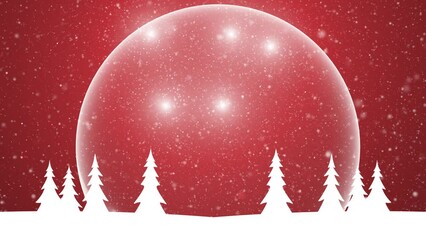 Wall Mural - magic red christmas holidays snow greetings card loop animation.