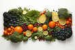 Fruits and vegetables for healthy on white background.