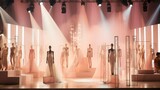 Fototapeta  - A fashion show with manicures on a large stage with lamps.