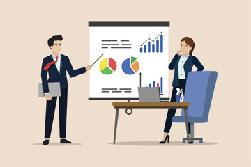 Wall Mural - Discussions for business development, meetings, business people's meetings presenting strategies to achieve targets of success.