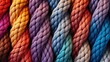 Close up view of a bunch of colorful yarn. Perfect for craft projects and knitting enthusiasts