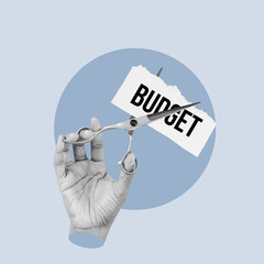 Wall Mural - Hand with scissors, passing the budget, cutting budget, cutting, cutting paper, Austerity, Business, Paper, Savings, Cut, Economic depression, Differential focus, Lifestyles, Finance, Domestic finance