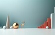 © sticker2you - Podium with christmas decoration by deers in the style of light gray and gold. AI generated