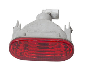 Canvas Print - Close-up on an isolated led rear stop light taillamp of a car on white background. Spare parts for repair vehicles.