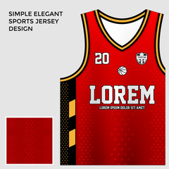 abstract red black basketball jersey printing template
