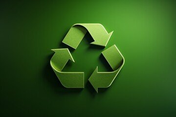 Wall Mural - 3d green recycle symbol isolated on the green background. ecology and environmental protection conce