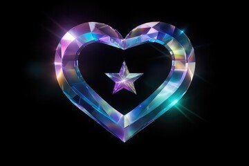 Canvas Print - a crystal heart with a star in the middle. can be used for various romantic and celestial themes