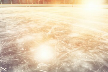 Poster - A skateboarder glides across an ice rink, showcasing their skills. This image can be used to depict winter sports or the thrill of skating on unconventional surfaces