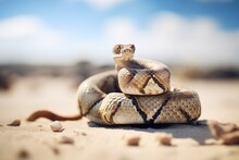 Rattlesnake Coiled On A Desert Stone