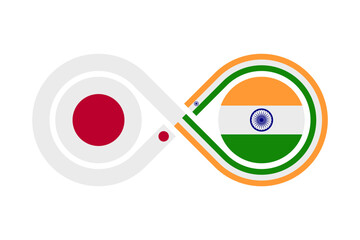 Wall Mural - unity concept. japan and india flags. japanese and hindi language translation icon. vector illustration isolated on white background