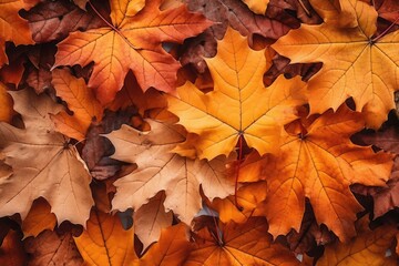 Wall Mural - beautiful autumn nature background from maple leaves