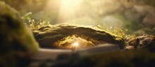 Selective Focus On Empty Tomb With Shallow DOF In John 20 Of The Open Bible.