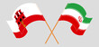 Crossed and waving flags of Gibraltar and Iran