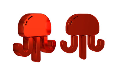 Wall Mural - Red Jellyfish icon isolated on transparent background.