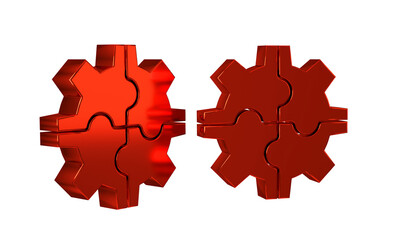 Wall Mural - Red Gear icon isolated on transparent background. Cogwheel gear settings sign. Cog symbol.