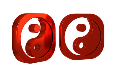 Wall Mural - Red Yin Yang symbol of harmony and balance icon isolated on transparent background.