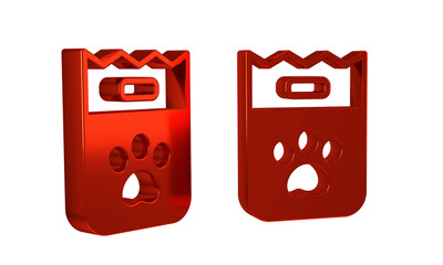 Wall Mural - Red Bag of food for dog icon isolated on transparent background. Dog or cat paw print. Food for animals. Pet food package.