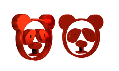 Wall Mural - Red Cute panda face icon isolated on transparent background. Animal symbol.