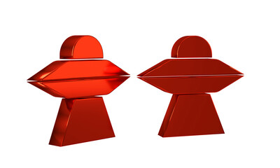 Wall Mural - red ufo flying spaceship icon isolated on transparent background. flying saucer. alien space ship. f