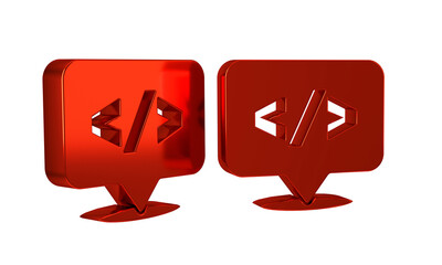 Wall Mural - red web design and front end development icon isolated on transparent background.