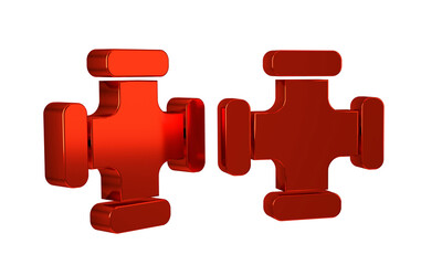 Wall Mural - Red Industry metallic pipe icon isolated on transparent background. Plumbing pipeline parts of different shapes.