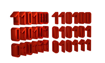 Wall Mural - red binary code icon isolated on transparent background.