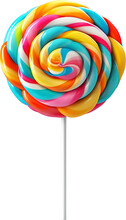 Rainbow Colored Lollipops Isolated On Transparent Background