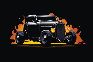 The original American hot-rod. Classical model. Monster truck. Vector illustration