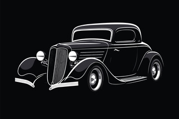 The original American hot-rod. Classical model. Monster truck. Vector illustration