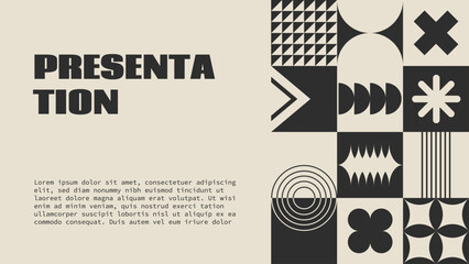 Wall Mural - presentation template. vector abstract minimal geometric shapes retro brutalism background for banne