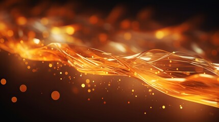 Wall Mural - Vibrant 3D Illustration: Abstract Orange Optical Fiber Particles in Motion